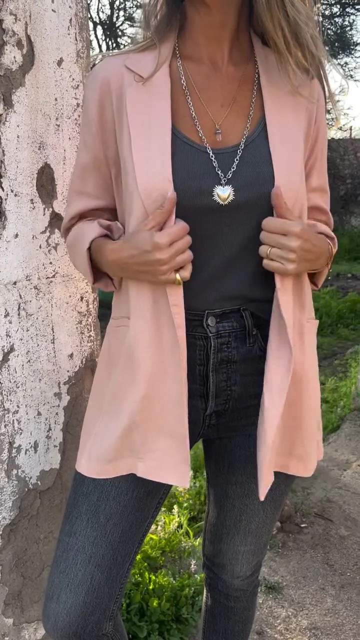 Lapel Long Sleeve Blazer