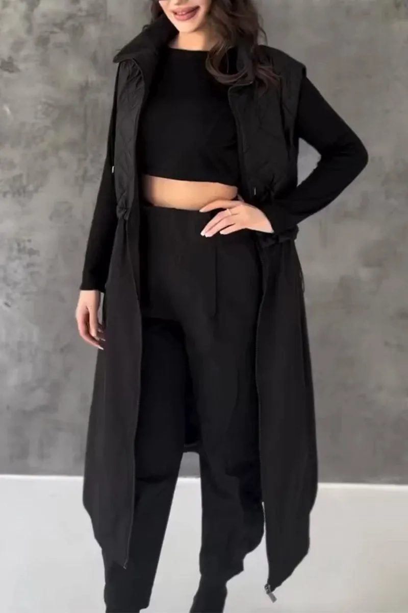 Women's Casual Lapel Sleeveless Patchwork Jacket